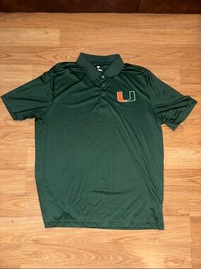 Fanatics Miami Hurricanes Green Polo Shirt – Men’s Short Sleeve Collared Tee